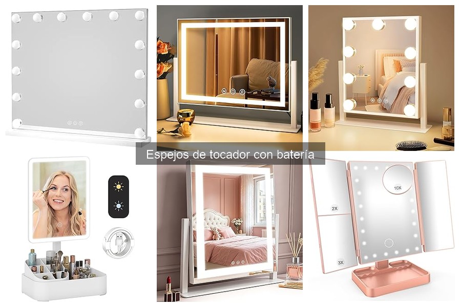 Características clave de espejos de tocador con batería