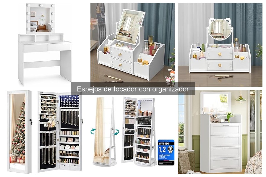 Espejos de tocador con organizador: Precios promedio y opciones