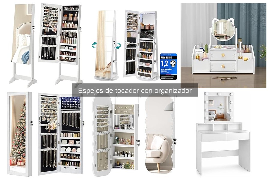 Mejores espejos de tocador con organizador para espacios pequeños